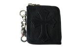 Leather Tiny Zip Cemetery Cross Patch Wallet "Black" CHRM1161