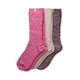 Women's Rib Knit Slouchy Crew 3 Pack in Chroma Pink/Putty/Wild Grape