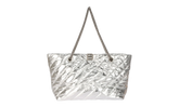 Medium Metallized Quilted Crush Carry All Tote Bag "Silver" 777856 2AAWU 8110