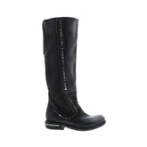 Tye 516338-201 Womens Black Leather Zipper Knee High Boots