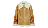 Burning Flames Sherling Trucker Jacket "Beige" PMJA012F22LEA0011725