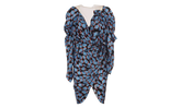 SILK FLORAL DRAPED MINI DRESS "Blue" RW DR0222 5307 E22 1020