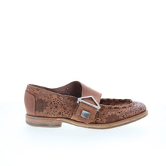 Zeno Floral Womens Brown Leather Loafers & Slip Ons Casual Shoes