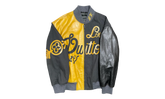Mix Canvas Leather Bomber Jacket "Gold Black" 1AB987