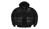 Opium K9 Dogbiter Hooded Leather Bomber Jacket "Black Silver" PP028