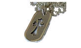 Small Cross Dog Tag & Ball Chain "Silver" CHRM0722