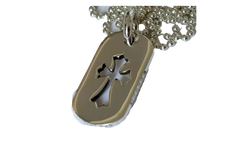 Small Cross Dog Tag & Ball Chain "Silver" CHRM0722