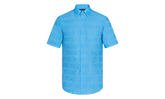 Tonal Letter Button Up Short Sleeve Shirt "Blue" 1A8XBP