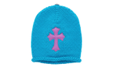 Leather Cross Patch Cashmere Knit Beanie "Blue / Purple" CHRM1132