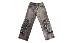 Double Knee Cargo Denim Pants "Black" VAL163