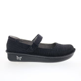 Alegria Belle BEL-277 Womens Black Leather Hook & Loop Mary Jane Flats Shoes