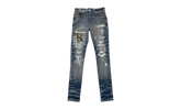 Leather Staggered Logo Jeans "Vintage Indigo Multi" AW23MDS021 875