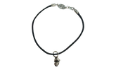 The Rolling Stones Diamond Lips Pendant Cord Bracelet "Black Silver" CHRM1124