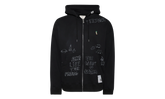 Distressed Graffiti Print Zip-Up Hoodie "Black" J14PK721 BLAC