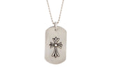 Cutout Covered Cross Dog Tag Pendant Necklace "Silver" CHRM0694